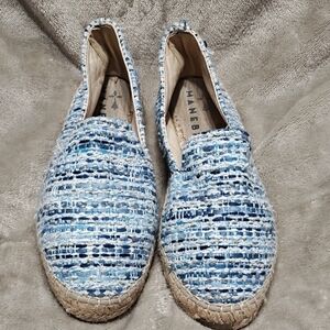 Manebi Tweed Blue Espadrille Women Shoes size 39/8